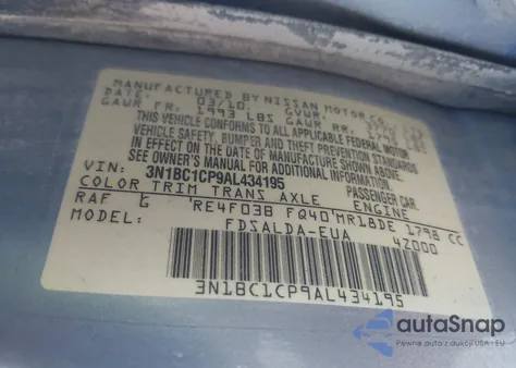 2010 Nissan Versa 1.8S from USA, damaged, VIN 3N1BC1CP9AL434195